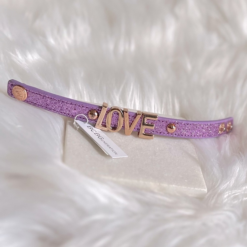 Nwt Bcbgeneration Love Purple Glitter Bracelet